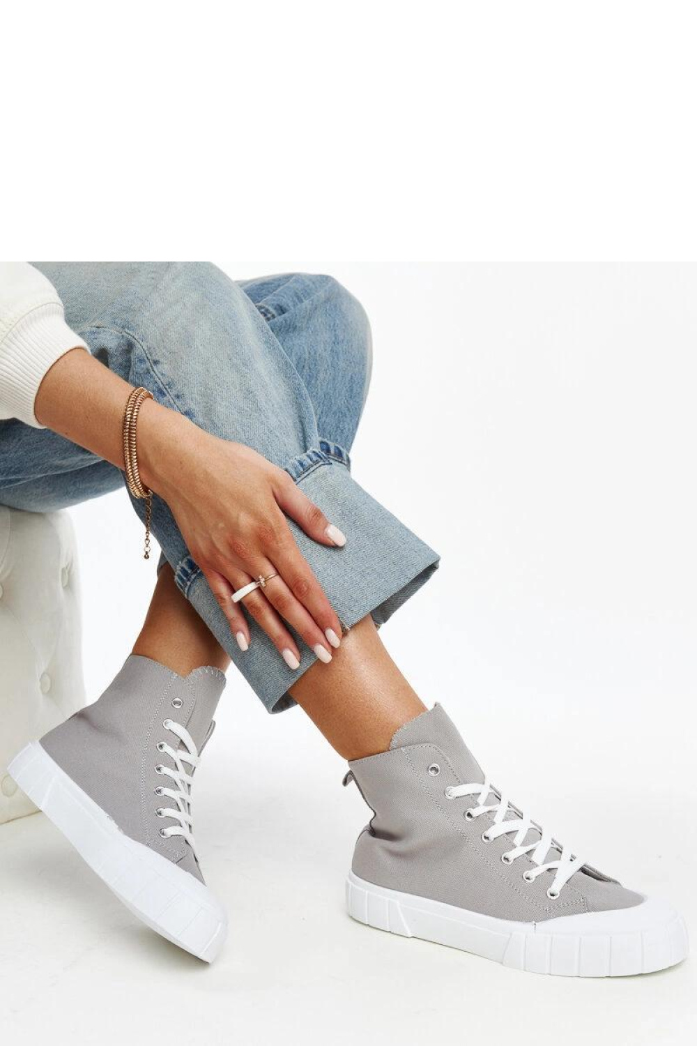 Szare wysokie trampki Vinka - Solea - obrazek 2