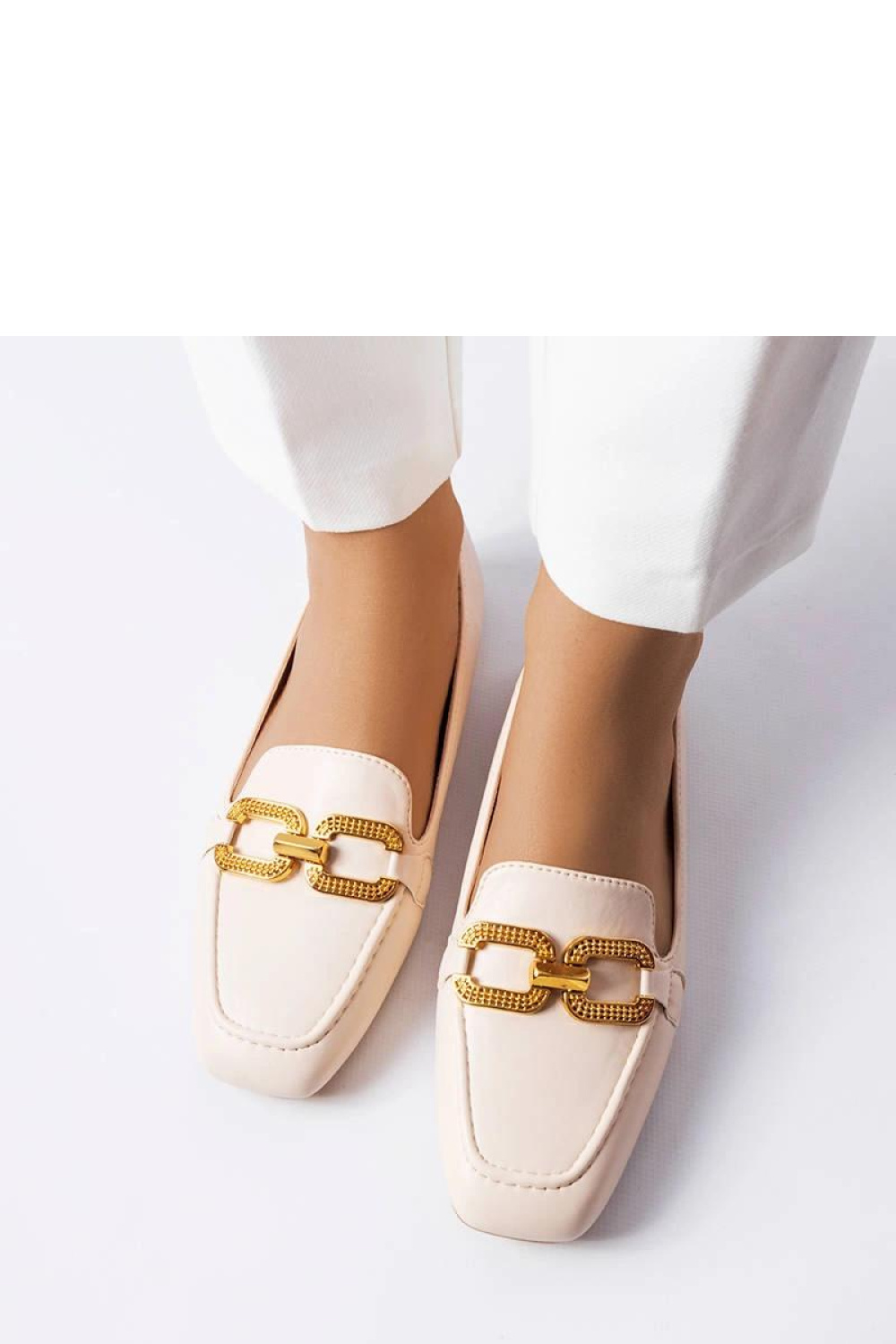 Beżowe mokasyny z klamerką Rousseau - Solea - obrazek 3