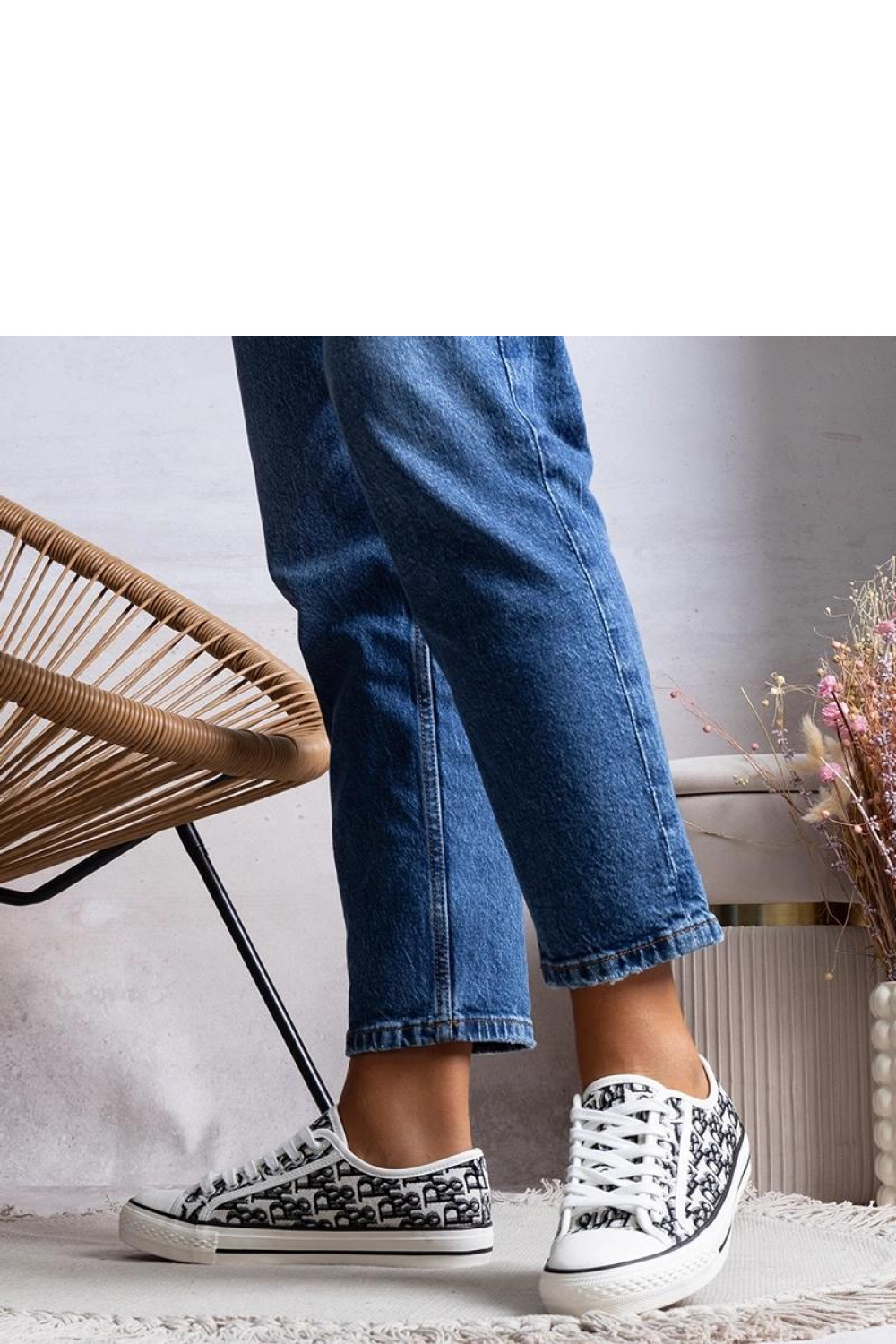 Biało czarne trampki damskie Rimmie - Solea - obrazek 2