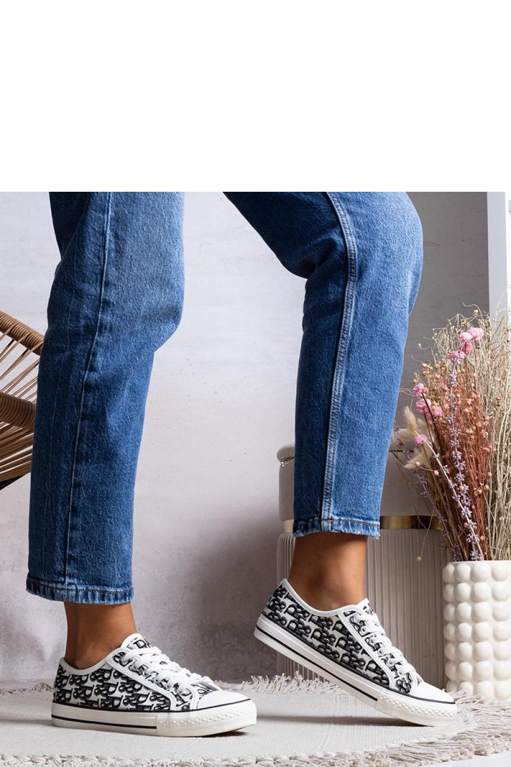 Biało czarne trampki damskie Rimmie - Solea - obrazek 3