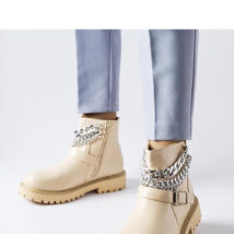 Beżowe botki z ozdobnymi łańcuchami Mezzavia – Solea