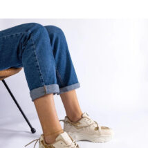 Beżowe sneakersy damskie z brokatem Agar – Solea