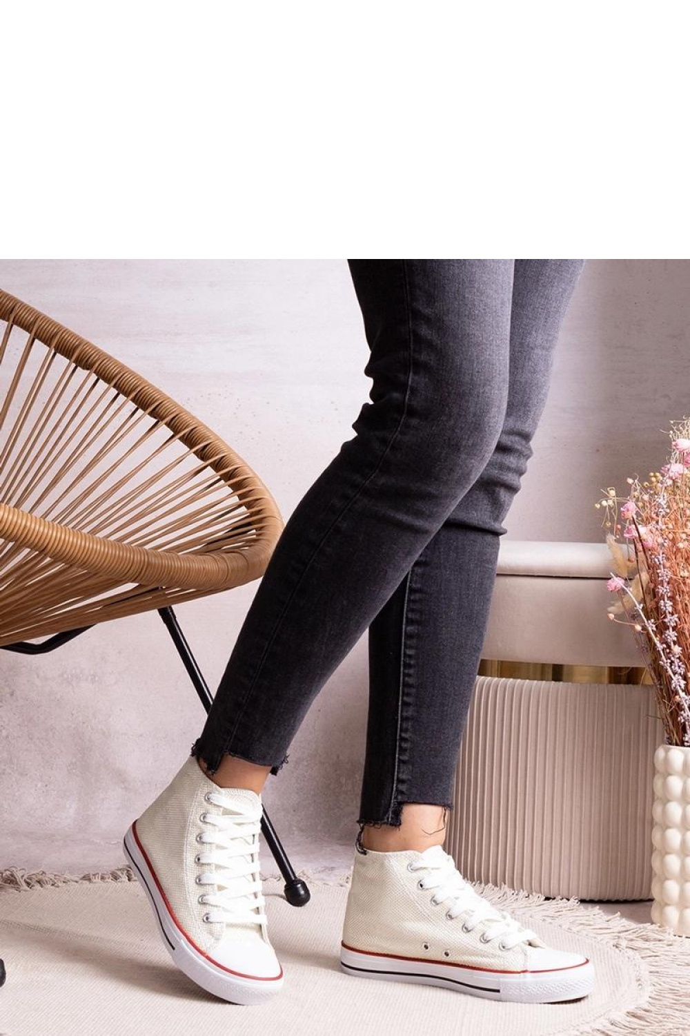 Białe wysokie trampki z siateczki błyszczącej Ranifali - Solea - obrazek 2