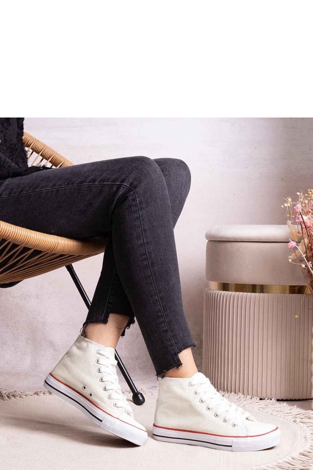 Białe wysokie trampki z siateczki błyszczącej Ranifali - Solea - obrazek 3