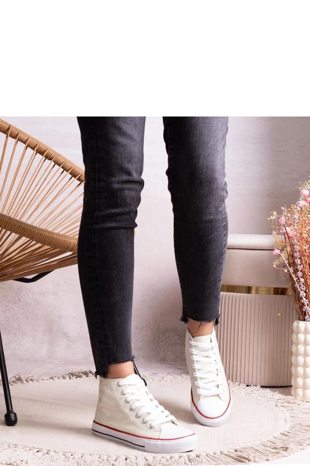 Białe wysokie trampki z siateczki błyszczącej Ranifali - Solea - obrazek 4