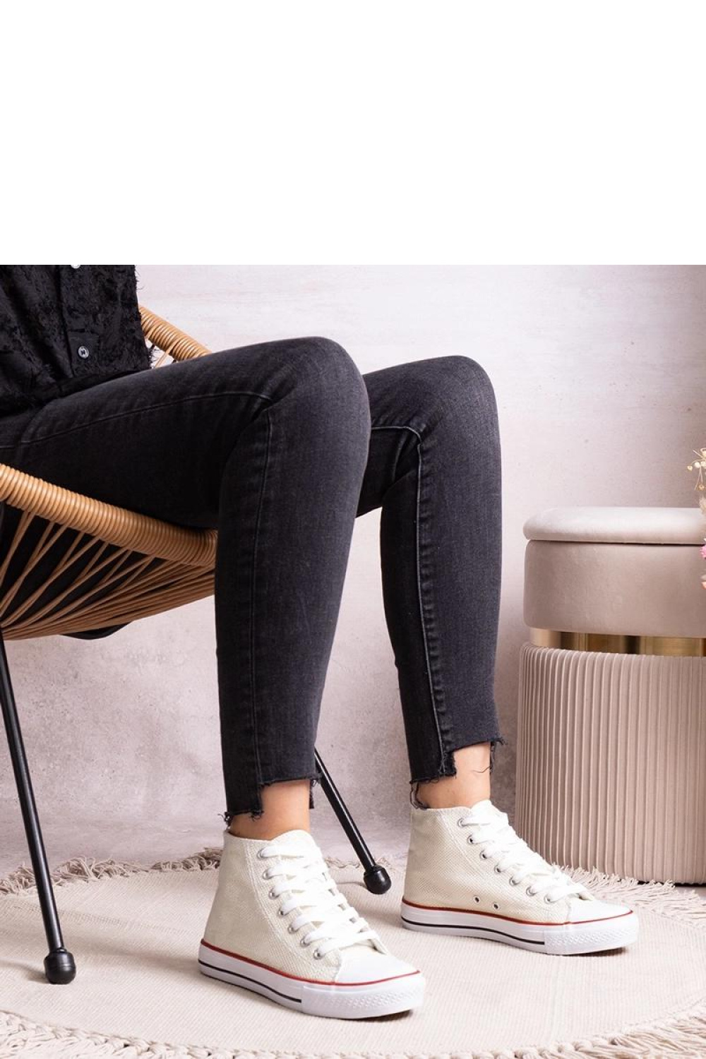 Białe wysokie trampki z siateczki błyszczącej Ranifali - Solea - obrazek 5