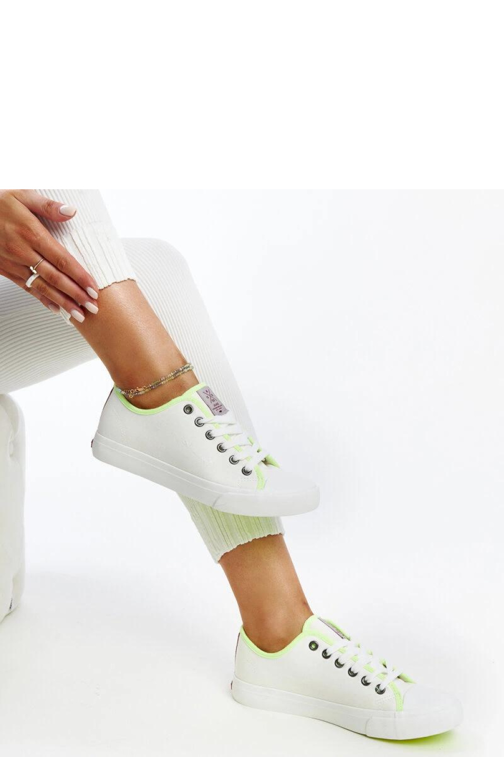 Białe damskie trampki z kolorem CROSS JEANS - Solea - obrazek 3