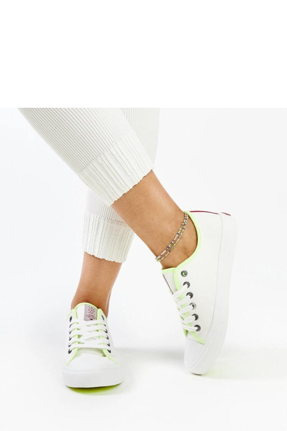 Białe damskie trampki z kolorem CROSS JEANS - Solea - obrazek 4