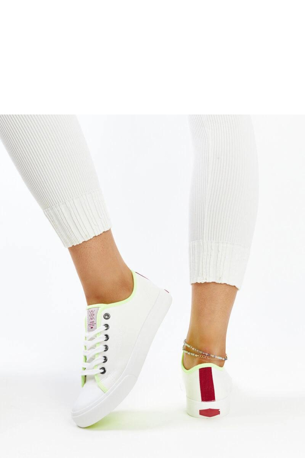 Białe damskie trampki z kolorem CROSS JEANS - Solea - obrazek 5