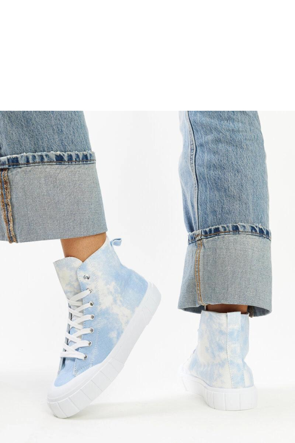 Błękitne wysokie materiałowe trampki Raissa - Solea - obrazek 5