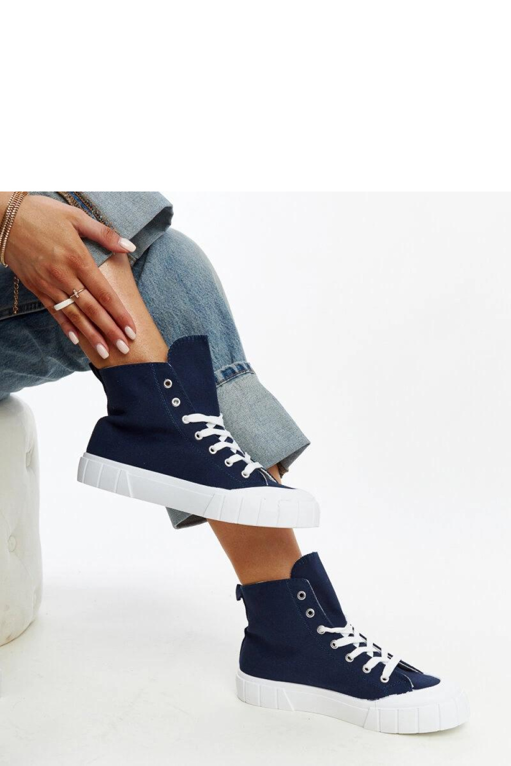 Granatowe wysokie trampki Vinka - Solea - obrazek 2