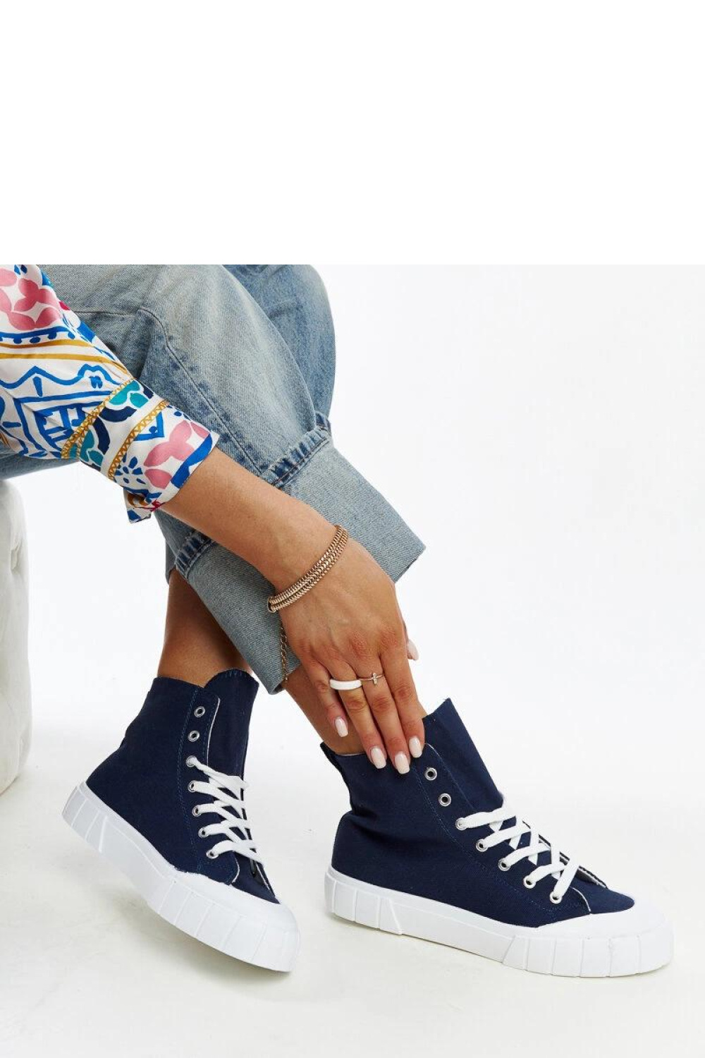 Granatowe wysokie trampki Vinka - Solea - obrazek 3