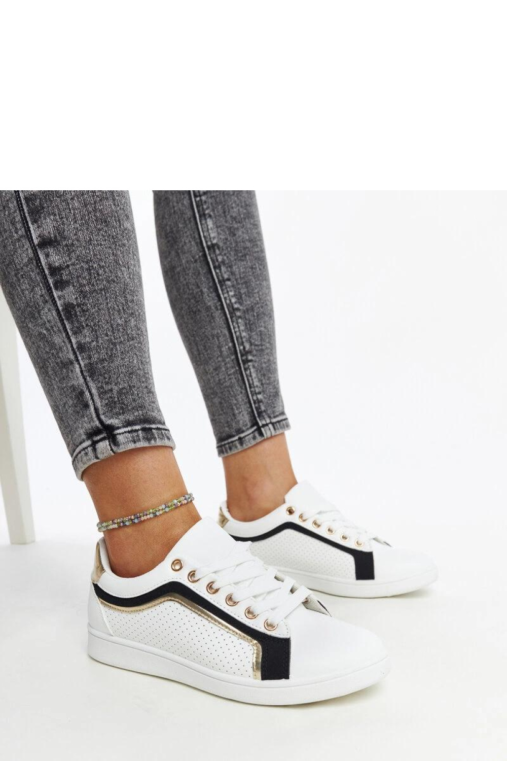 Biało-czarne sneakersy na platformie Amala - Solea - obrazek 2