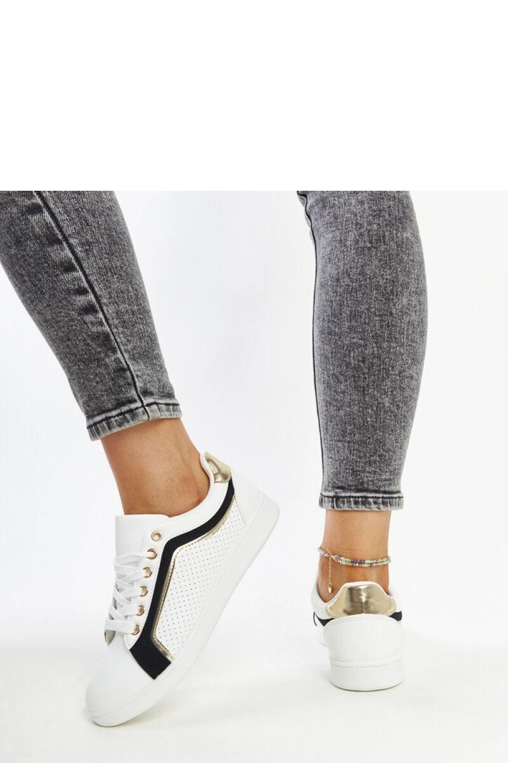 Biało-czarne sneakersy na platformie Amala - Solea - obrazek 5