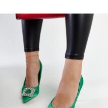 Zielone szpilki o satynowym wykończeniu z cyrkoniami Clemente – Solea