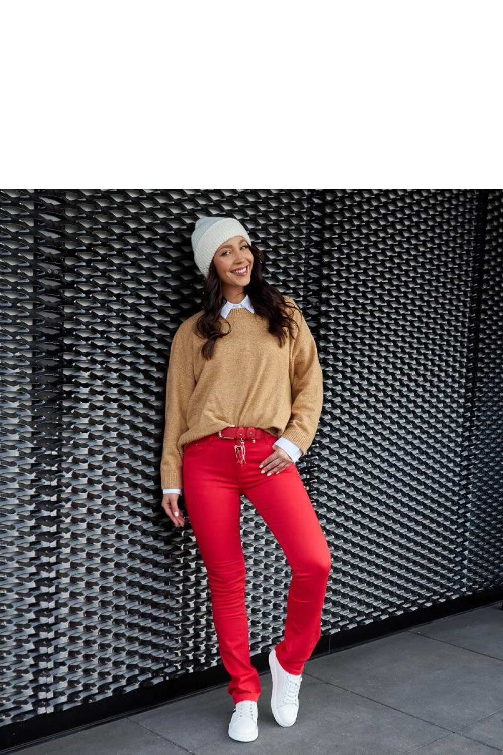 Białe skórzane wiązane sneakersy Camilla - Solea - obrazek 4