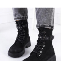 Czarne botki damskie sznurowane Narnclaedra – Solea