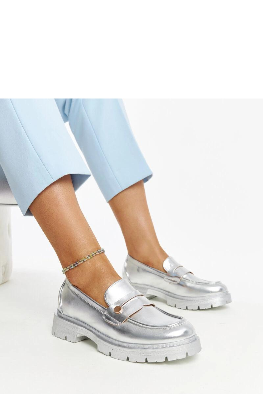 Srebrne mokasyny Eko skórzane Mladenka - Solea