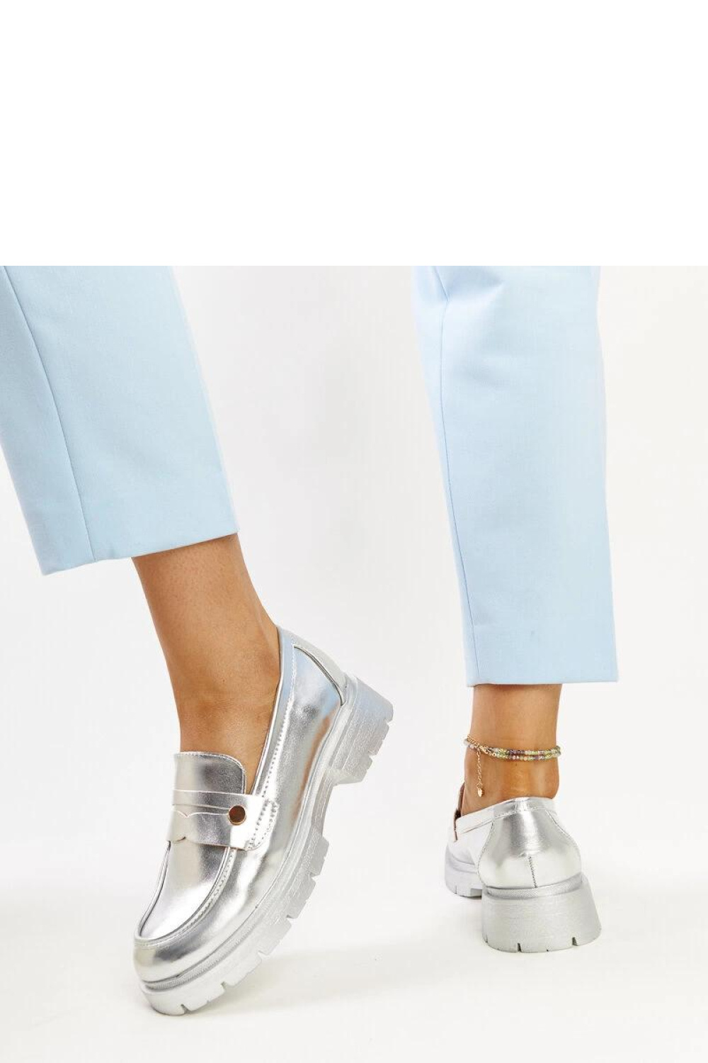 Srebrne mokasyny Eko skórzane Mladenka - Solea - obrazek 5