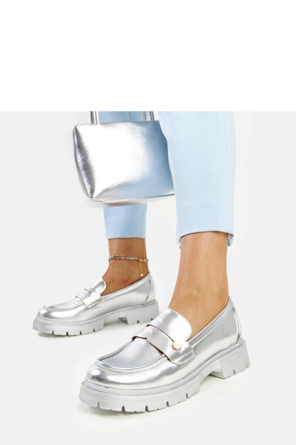 Srebrne mokasyny Eko skórzane Mladenka - Solea - obrazek 6