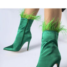 Zielone botki ozdobione piórkami Selvena – Solea