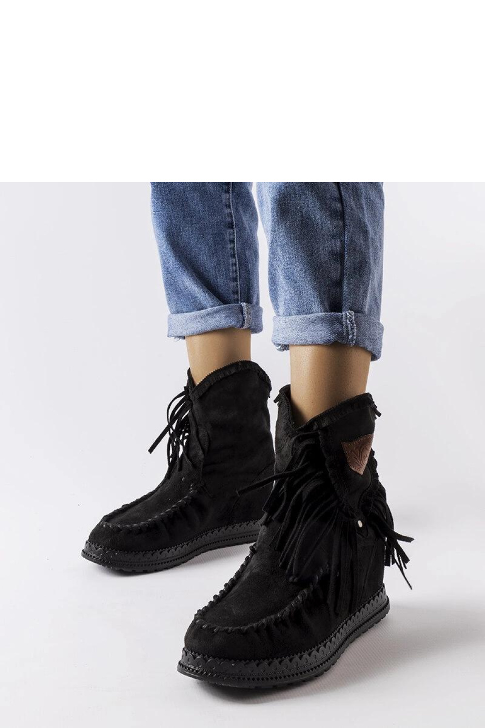 Czarne botki na koturnie Giudice - Solea - obrazek 2