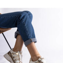 Biało-złote sneakersy sportowe Ena – Solea