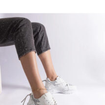 Białe sneakersy damskie z brokatem Agar – Solea