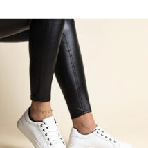 Białe sneakersy eko skóra Cathleen – z czarnym elementem – Solea