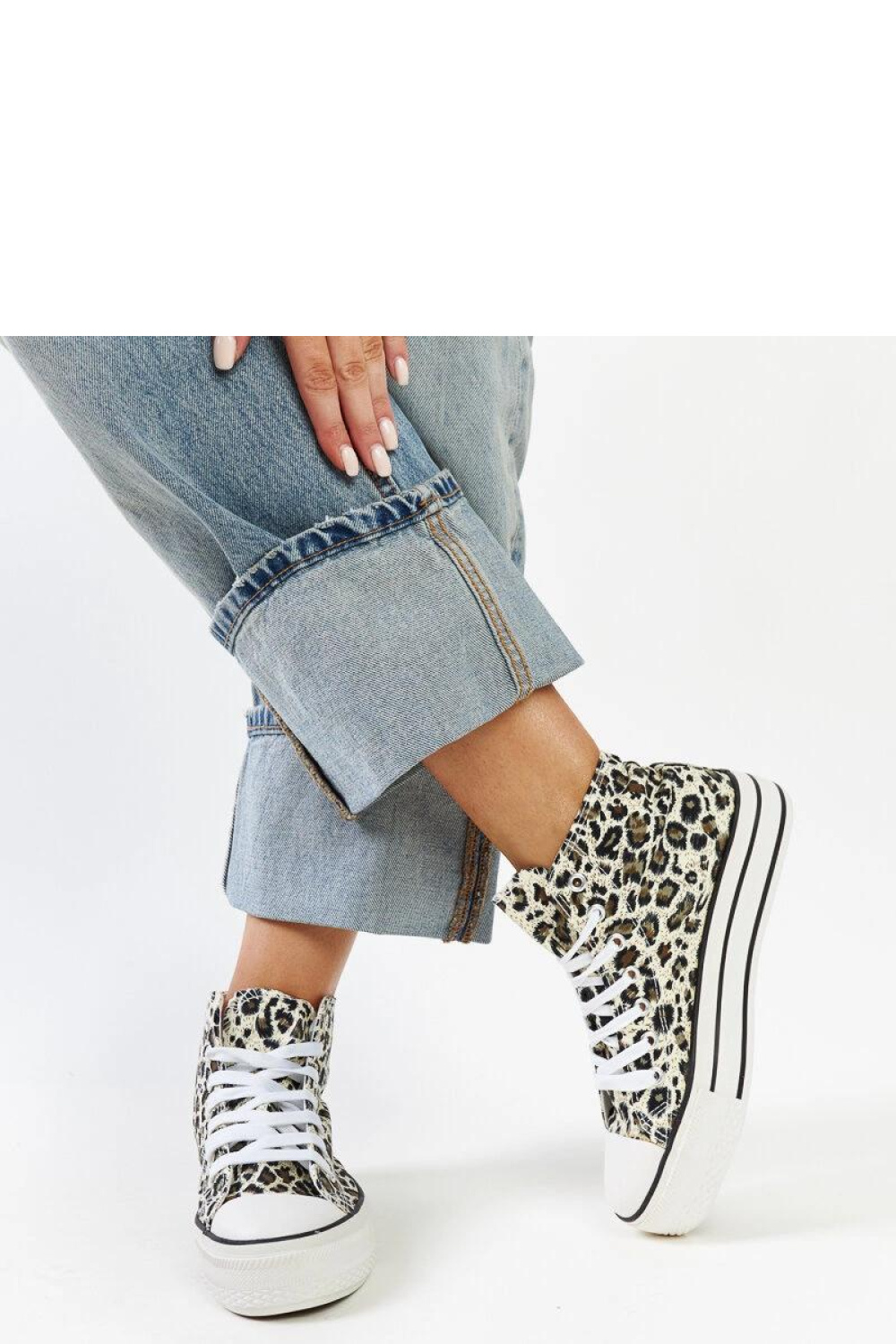 Wysokie trampki w panterkę na grubej podeszwie Bagy platflorma - Solea - obrazek 4