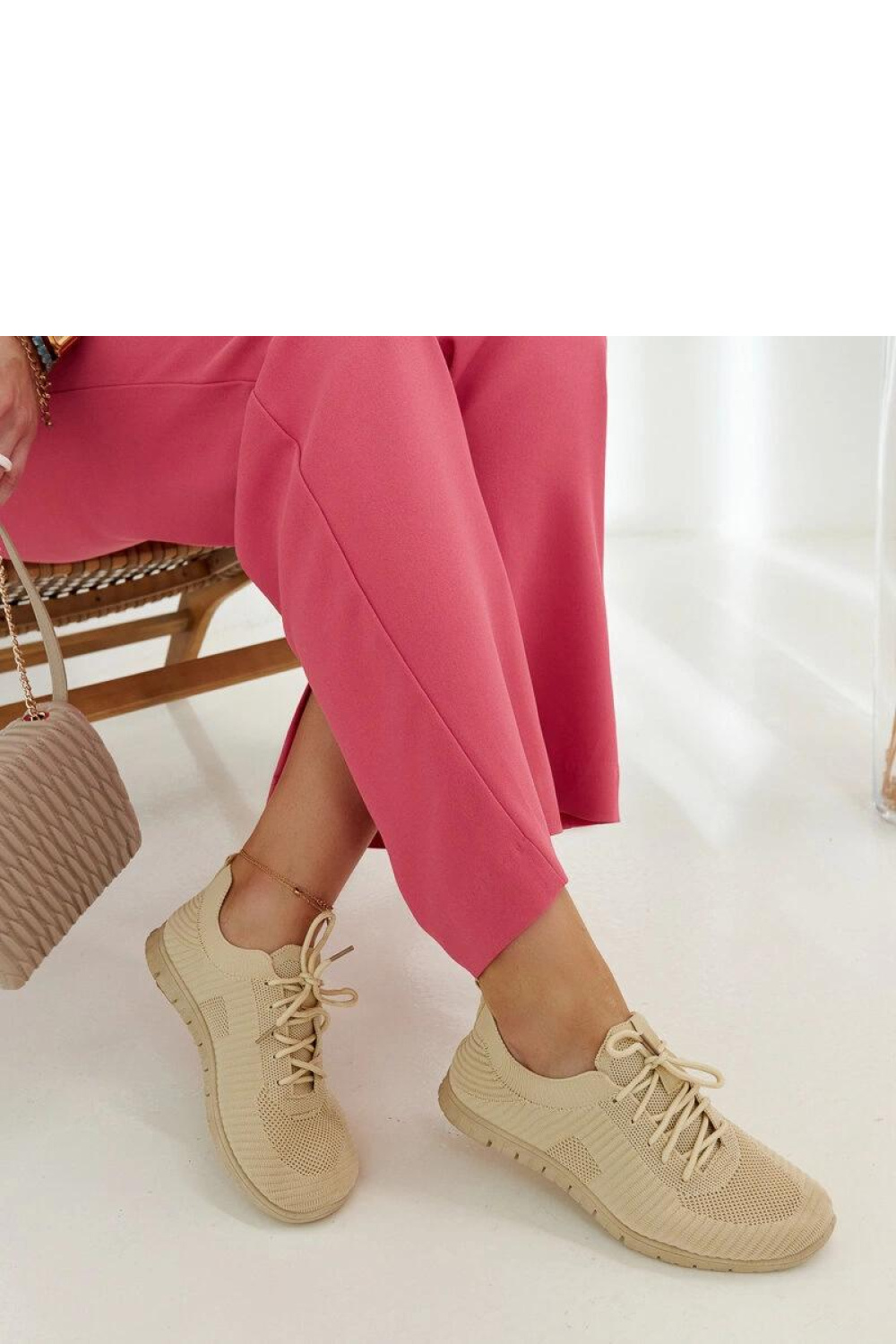 Beżowe materiałowe sneakersy Erminio - Solea - obrazek 2