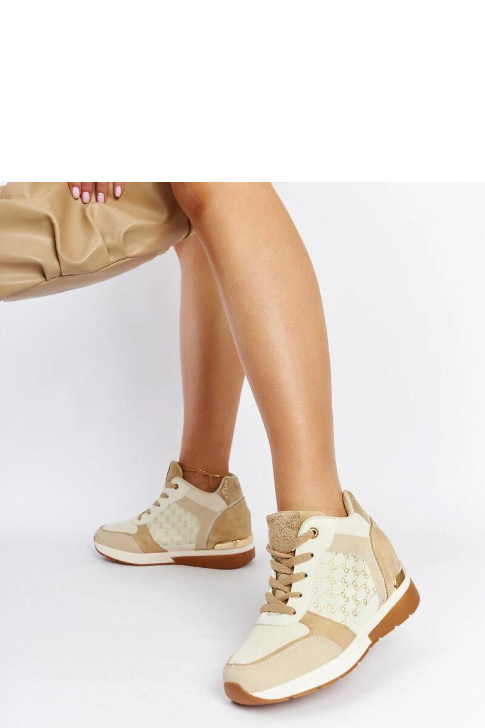 Beżowe sneakersy na koturnie Chestnut - Solea - obrazek 2