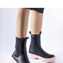 Czarne botki na różowej podeszwie Georgette – Solea