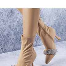 Beżowe botki zdobione cyrkoniami Caisse – Solea