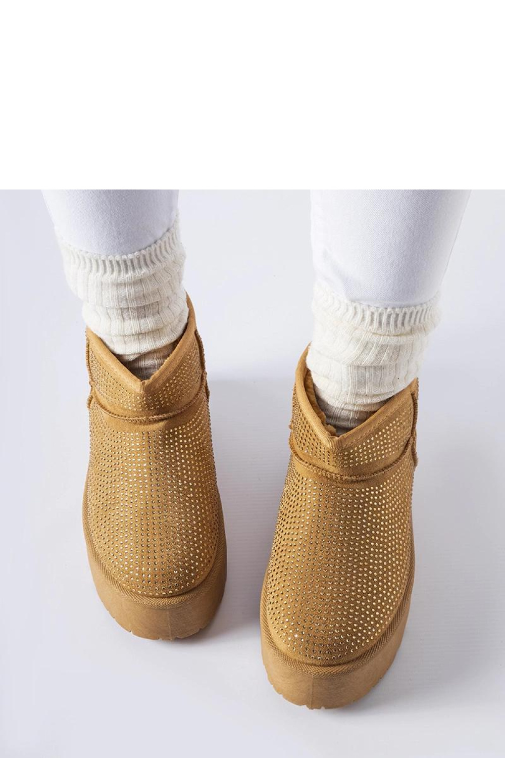 Brązowe śniegowce z cyrkoniami Sonora - Solea - obrazek 2