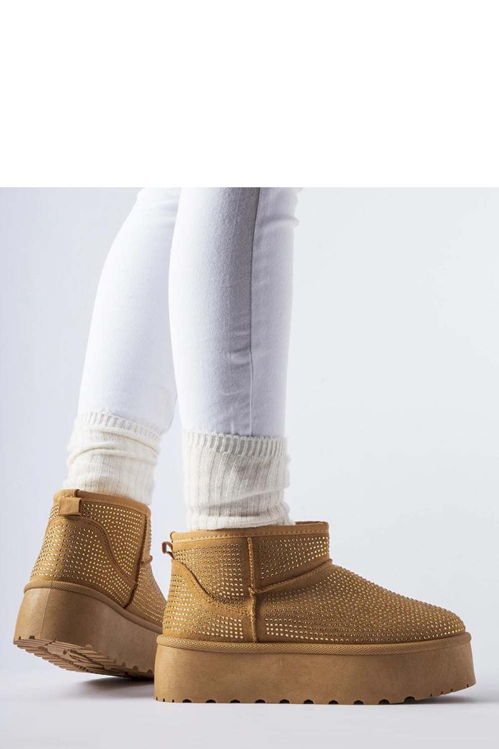 Brązowe śniegowce z cyrkoniami Sonora - Solea - obrazek 3