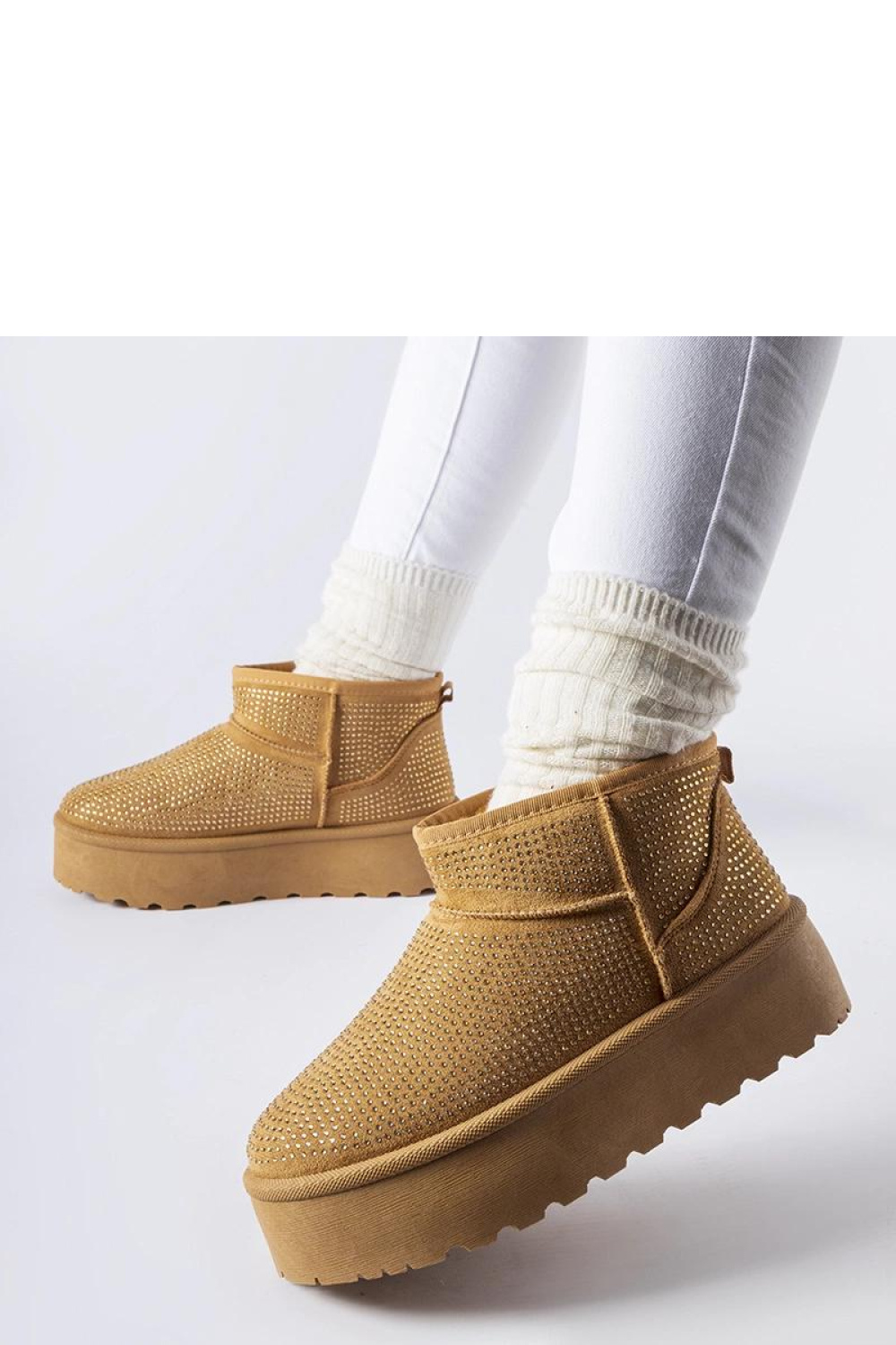 Brązowe śniegowce z cyrkoniami Sonora - Solea - obrazek 4