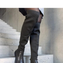 Zielone długie kozaki z elastyczną cholewką Juanra – Solea