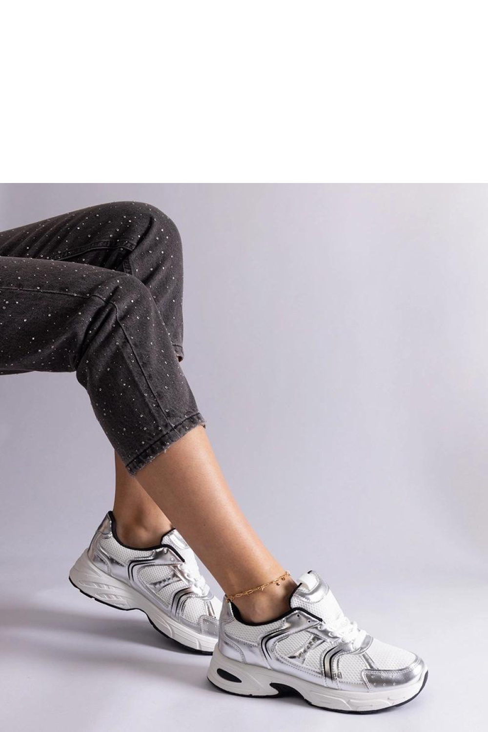 Biało-srebrne sneakersy sportowe Ena - Solea - obrazek 3