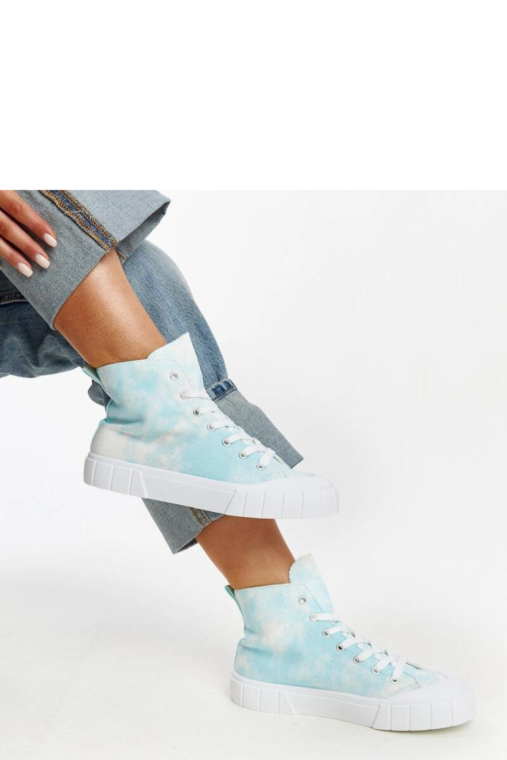 Niebieskie wysokie materiałowe trampki Raissa - Solea