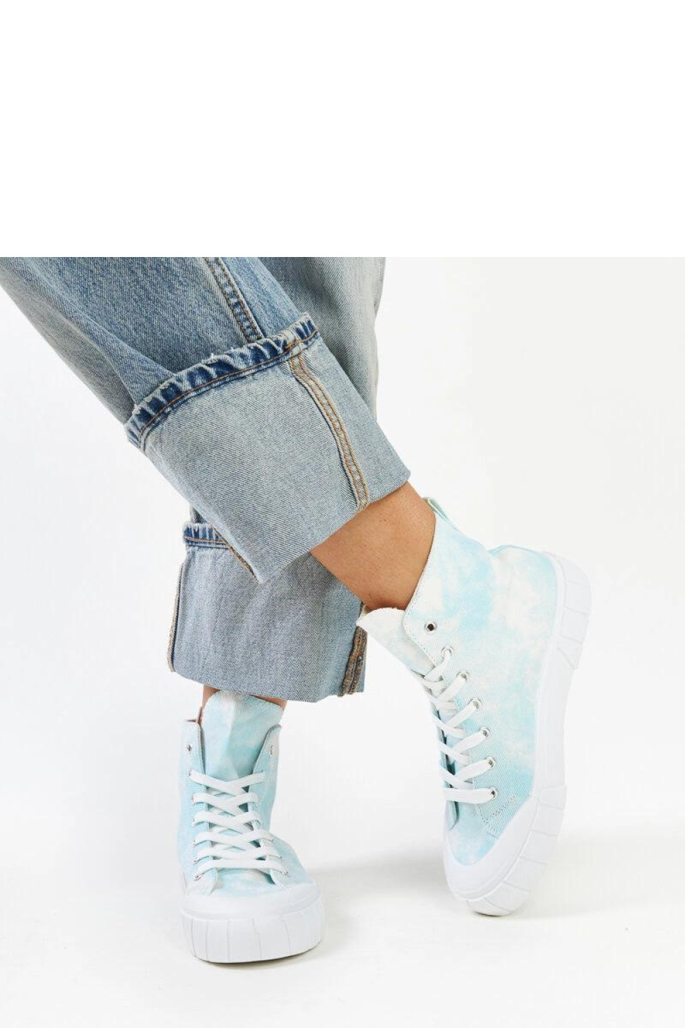 Niebieskie wysokie materiałowe trampki Raissa - Solea - obrazek 3