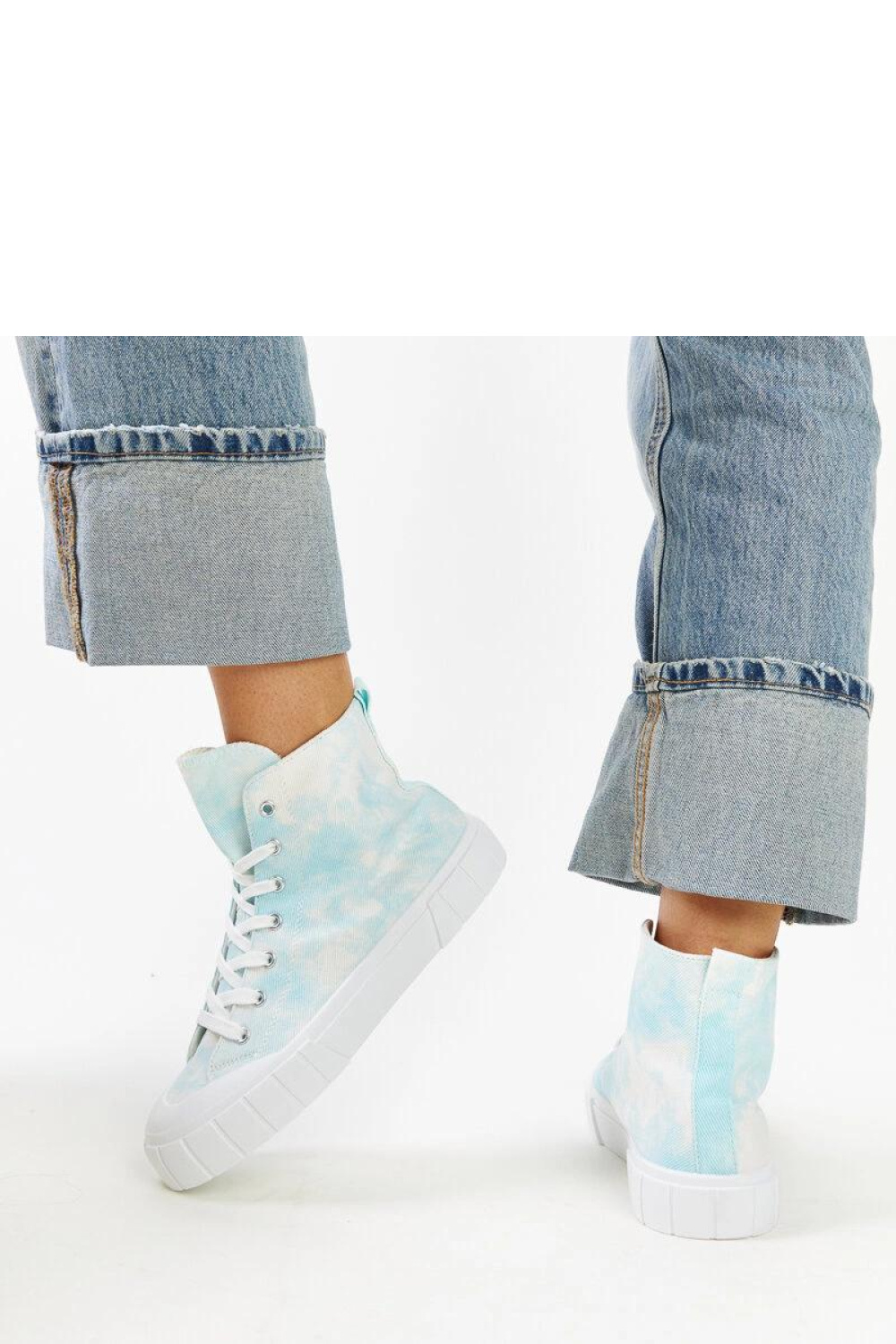 Niebieskie wysokie materiałowe trampki Raissa - Solea - obrazek 4