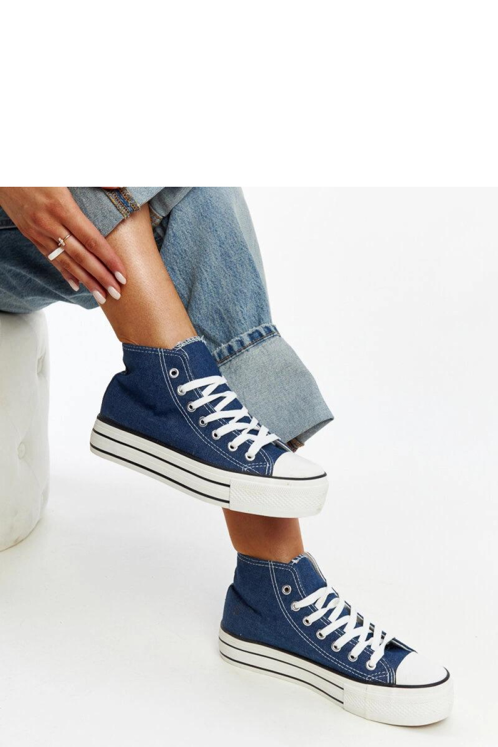 Jeansowe wysokie trampki na grubej podeszwie Bagy - Solea