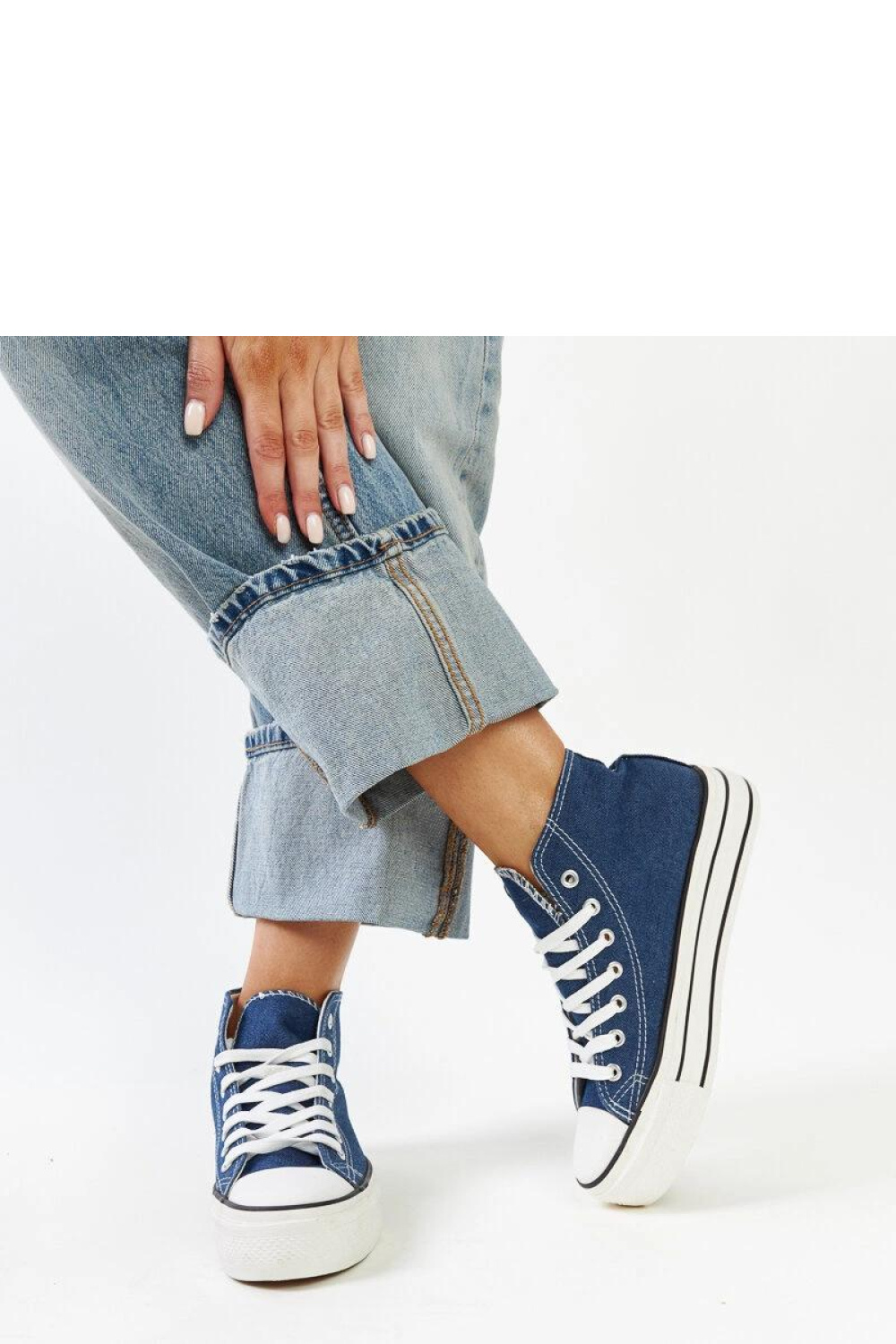 Jeansowe wysokie trampki na grubej podeszwie Bagy - Solea - obrazek 3