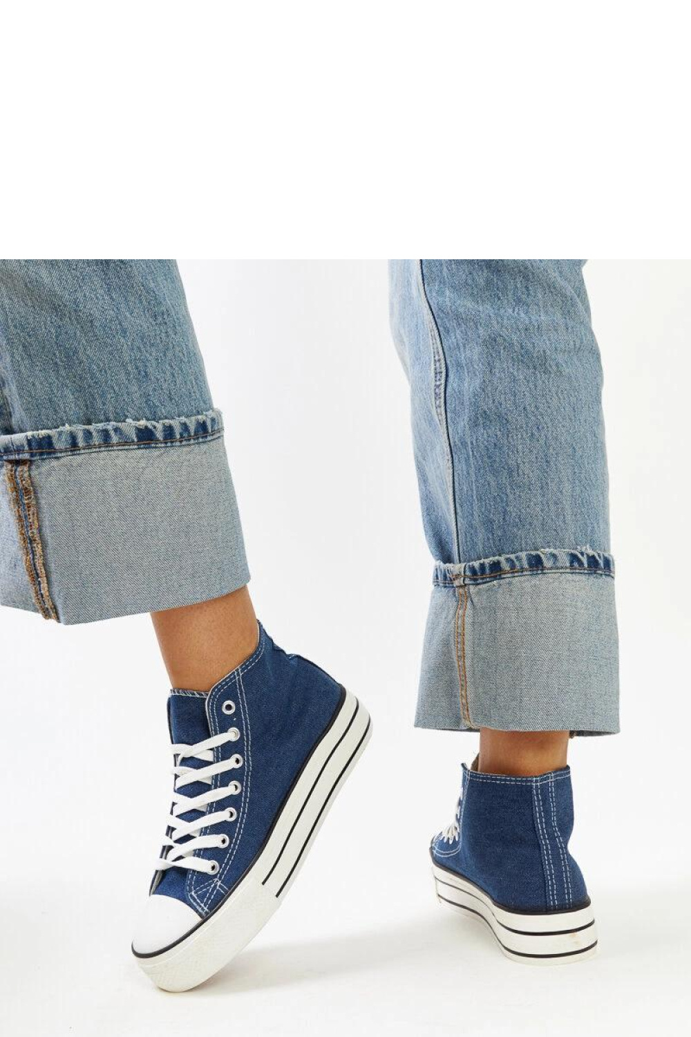 Jeansowe wysokie trampki na grubej podeszwie Bagy - Solea - obrazek 4