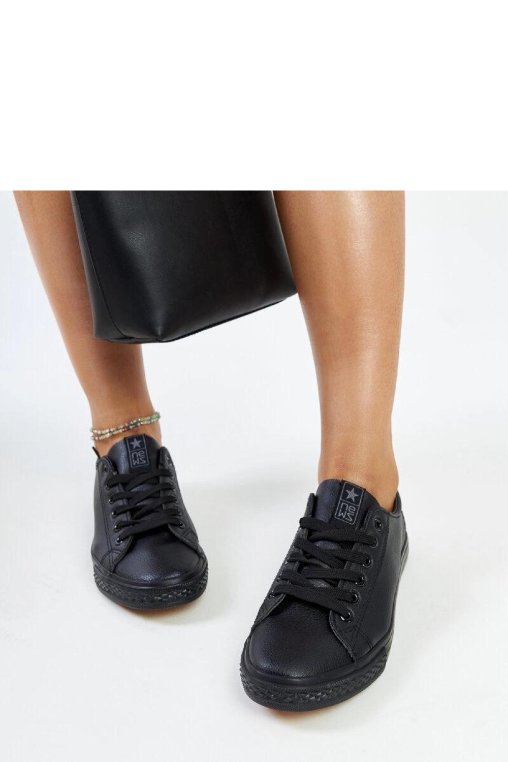 Czarne trampki z eko-skóry Luz - Solea - obrazek 2