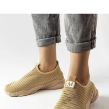 Ciemnobeżowe wsuwane buty sportowe damskie Azalee – Solea