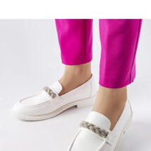 Białe mokasyny zdobione cyrkoniami Montreal – Solea