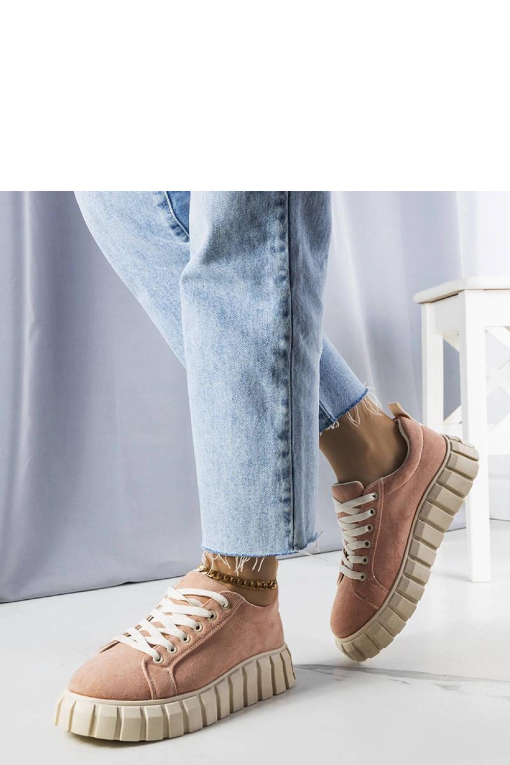 Różowe sneakersy na platformie Pamela - Solea - obrazek 2