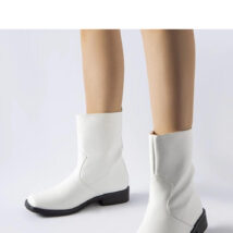 Białe ocieplane botki z kwadratowym noskiem Bel – Solea